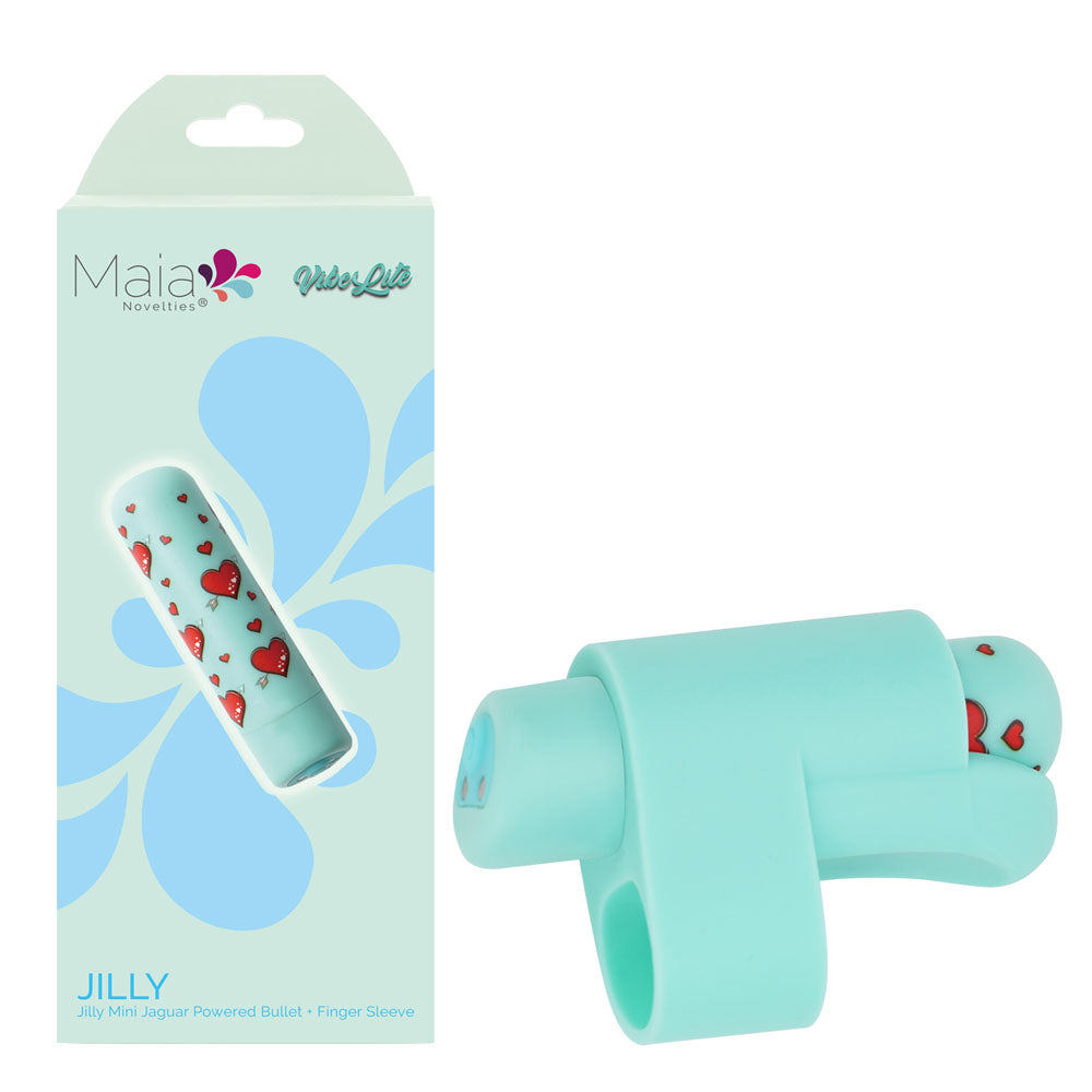 Maia JILLY - Teal - Teal USB Rechargeable Powerful Finger Stimulator with heart motif design.