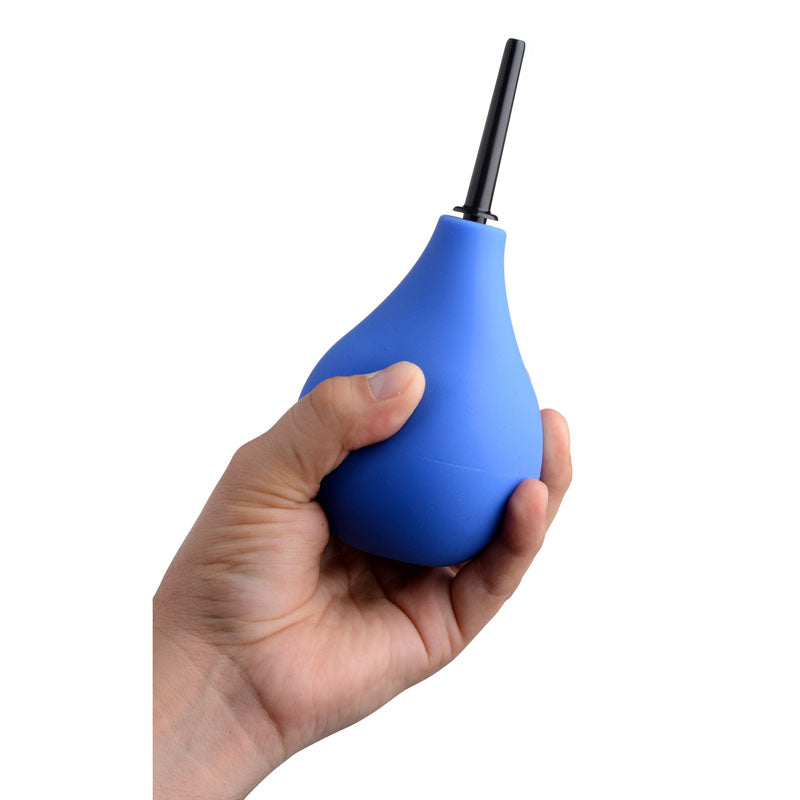 CleanStream Premium One-Way Valve Anal Douche -  Unisex Douche held in hand, showcasing its compact design for intimate hygiene.