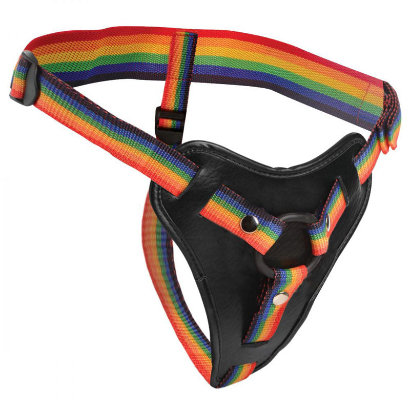 Strap-U Take the Rainbow - Rainbow Universal Strap-On Harness (No Probe Included) with vibrant nylon straps.