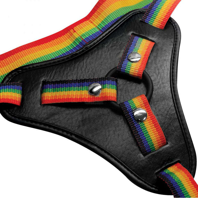 Strap-U Take the Rainbow - Rainbow Universal Strap-On Harness (No Probe Included) with colorful nylon straps.