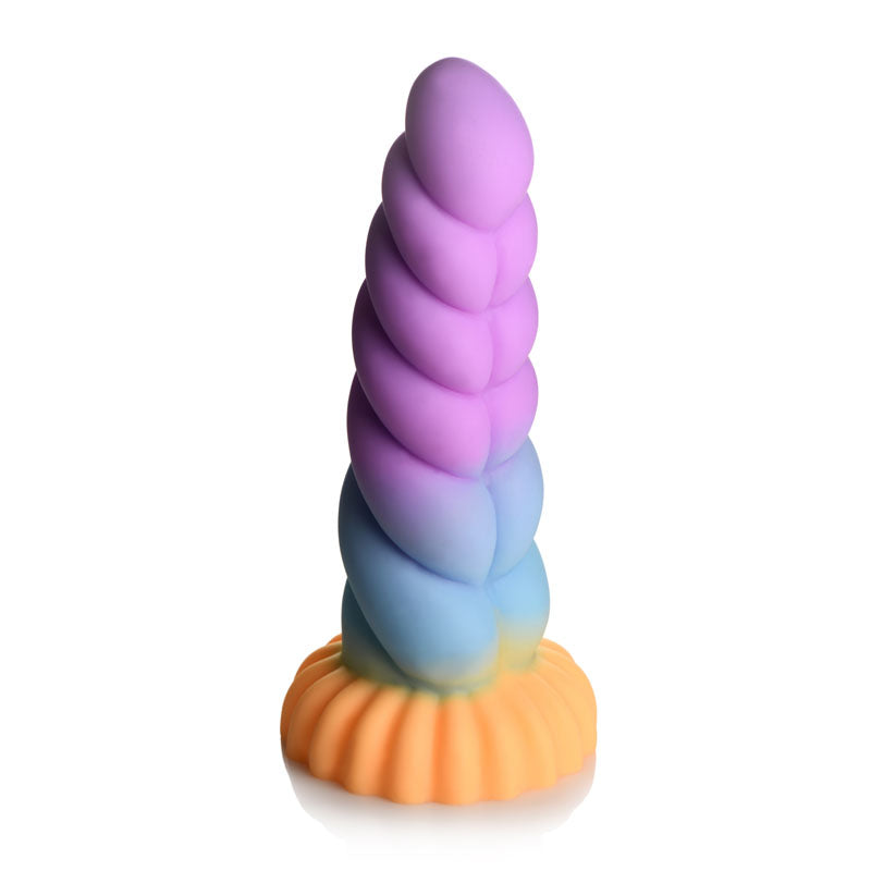 Creature Cocks Mystique Silicone Unicorn Dildo - 21 cm Fantasy Dildo with vibrant colors and unique spiral design.