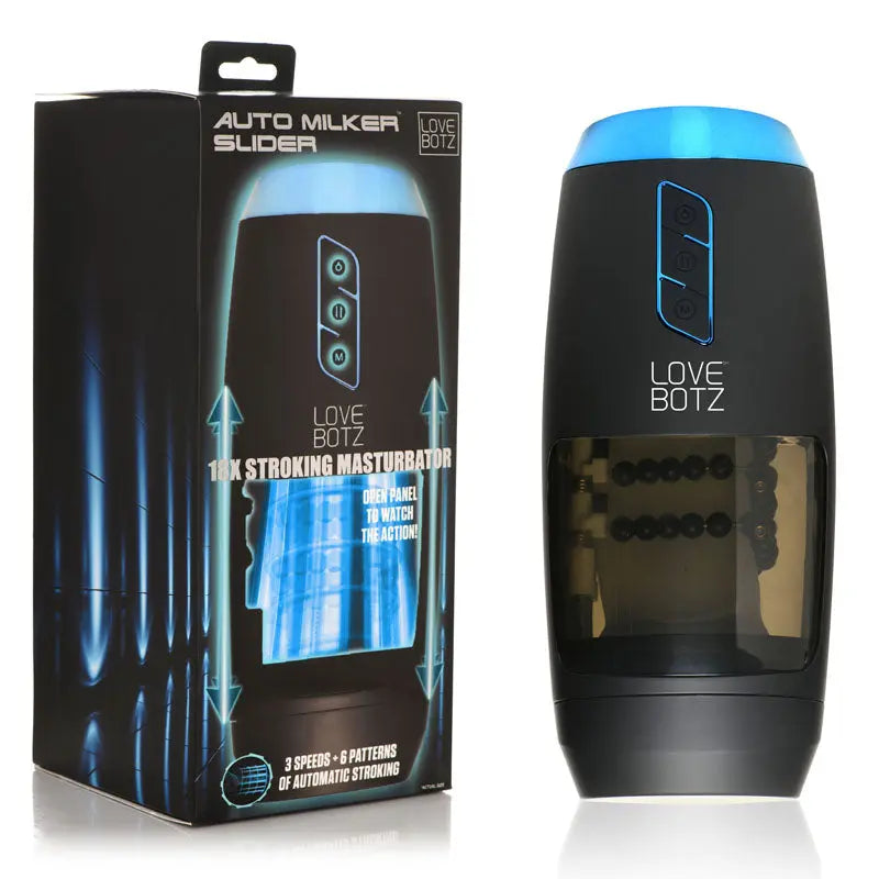 LoveBotz The Milker Slider 18X Stroking Masturbator - USB Rechargeable Stroking Masturbator XR Brands Discreet Intimate Essentials.