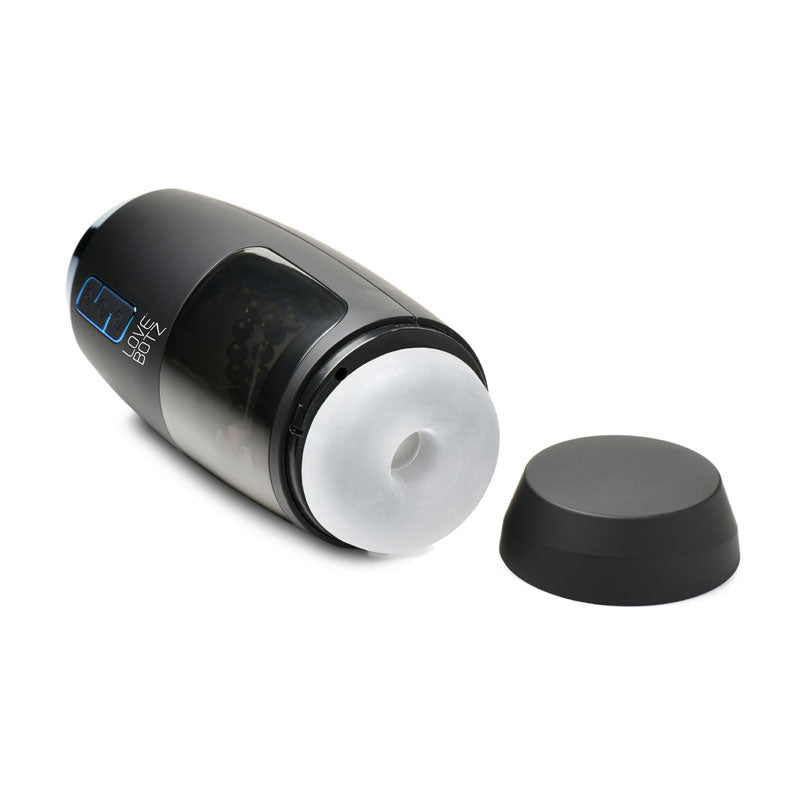 LoveBotz The Milker Slider 18X Stroking Masturbator - USB Rechargeable Stroking Masturbator with textured sleeve and removable cap.
