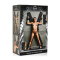 Master Series Master St Andrew's Cross - Bondage Furniture box with model showcasing its intimate features.