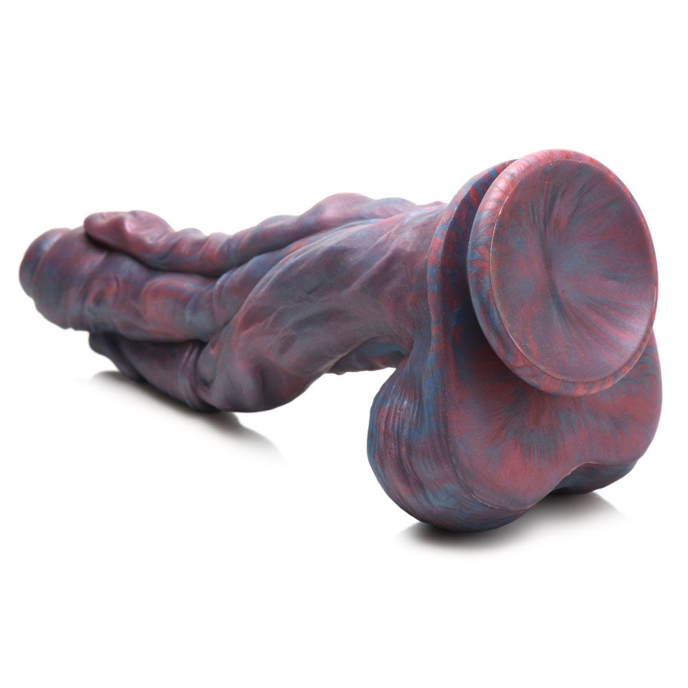 Creature Cocks Hydra Silicone Dildo - 26.9 cm Fantasy Sea Monster Dildo showcasing its unique design in dark blue and red colors.