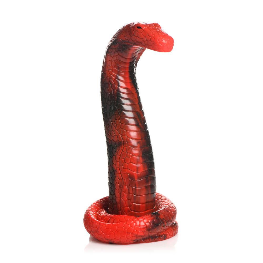 Creature Cocks King Cobra Silicone Dildo - 21.4 cm Fantasy Dildo, red and black snake design for sensual pleasure.