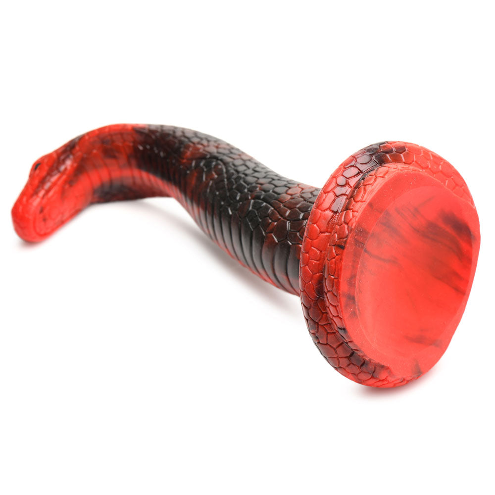 Creature Cocks King Cobra Silicone Dildo - 21.4 cm Fantasy Dildo in red and black serpentine design.
