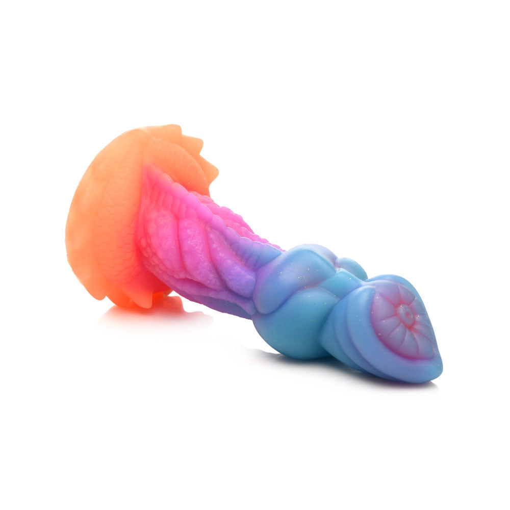 Creature Cocks Aqua-Cock - Glow in Dark Multi- 19.3 cm Fantasy Dildo with vibrant colors.