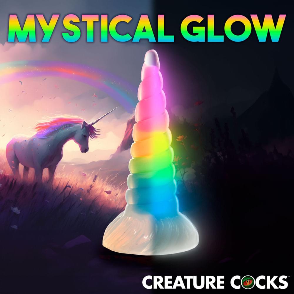 Creature Cocks Uni-Glow - Glow in Dark Rainbow 19.5 cm Unicorn Fantasy Dildo