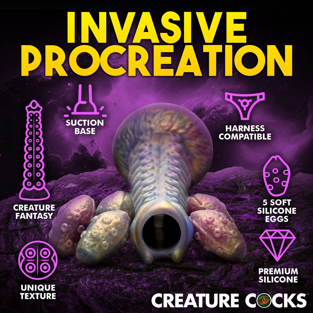 Creature Cocks Deep Invader - Multi-Coloured 22.9 cm Ovipositor Fantasy Dildo with suction base and unique texture.