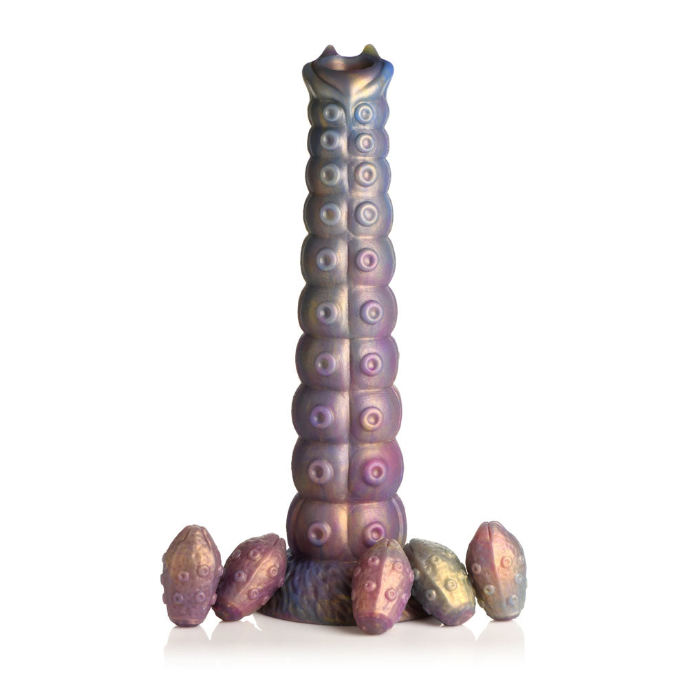 Creature Cocks Deep Invader - Multi-Coloured 22.9 cm Ovipositor Fantasy Dildo showcasing vibrant colors and textured design.