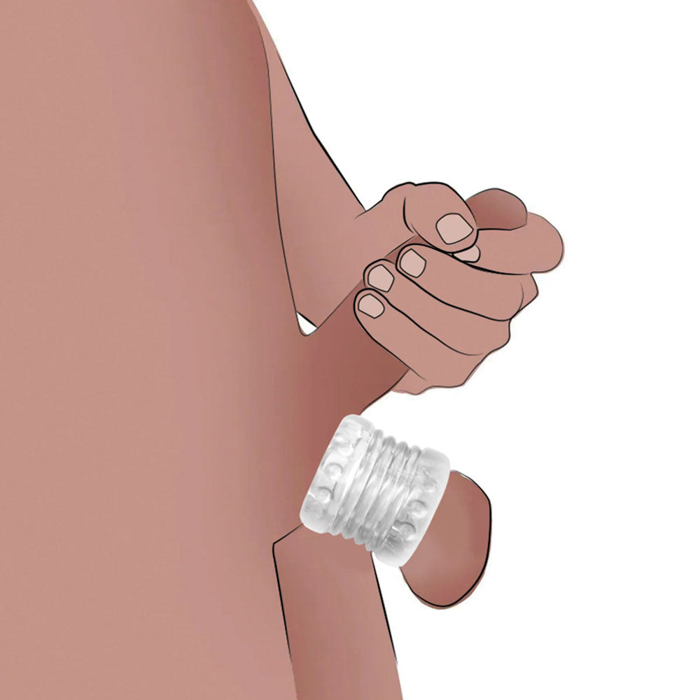 Master Series Ball Stack Ball Stretcher -  -  Ball Stretcher demonstrated on male anatomy.
