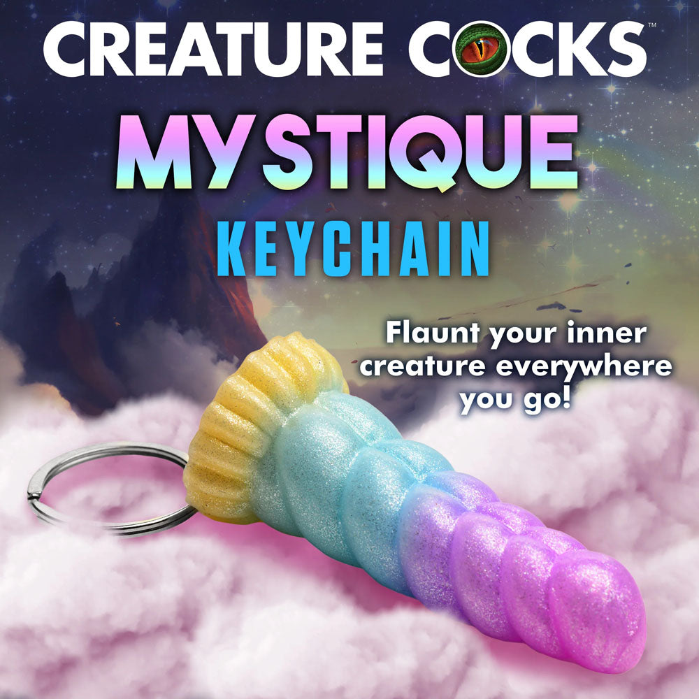 Creature Cocks Mystique Unicorn Keychain - Novelty Fantasy Dildo Keyring in pastel colors to flaunt your inner creature.