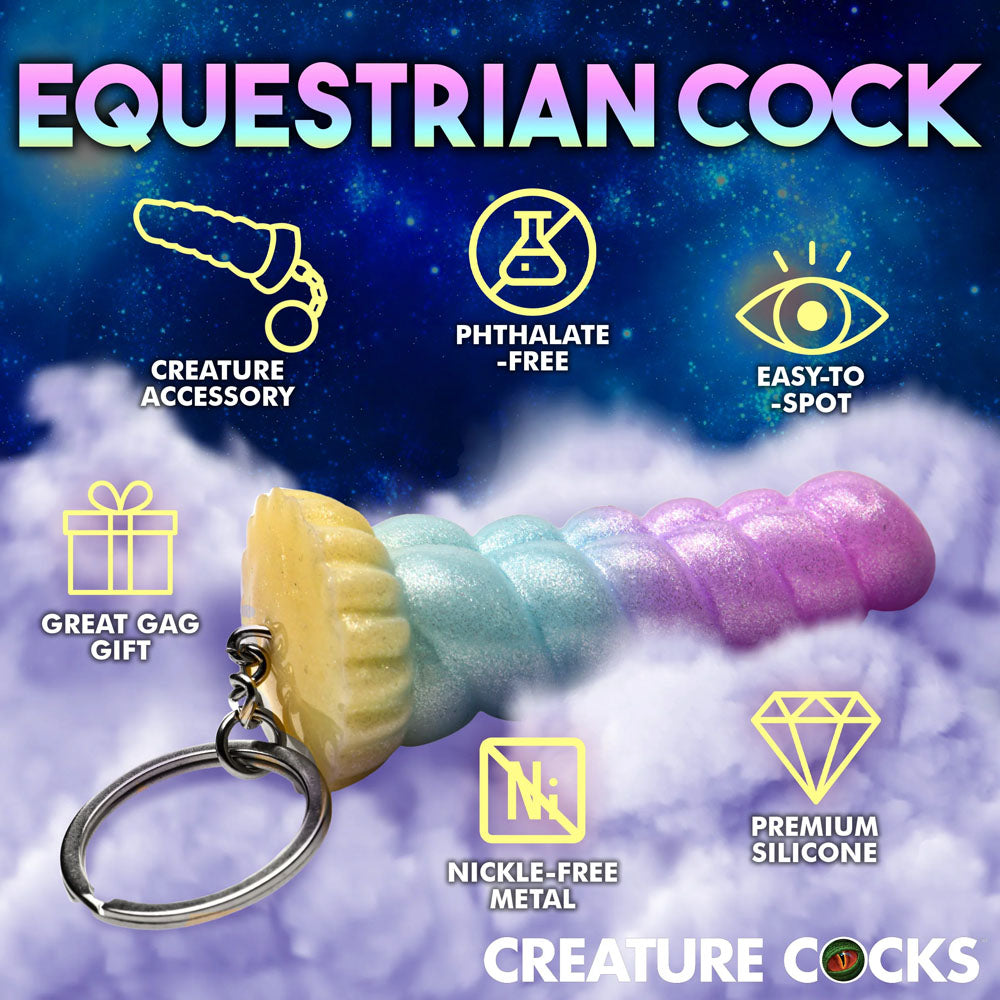Creature Cocks Mystique Unicorn Keychain - Novelty Fantasy Dildo Keyring with pastel colors and keyring for fun.