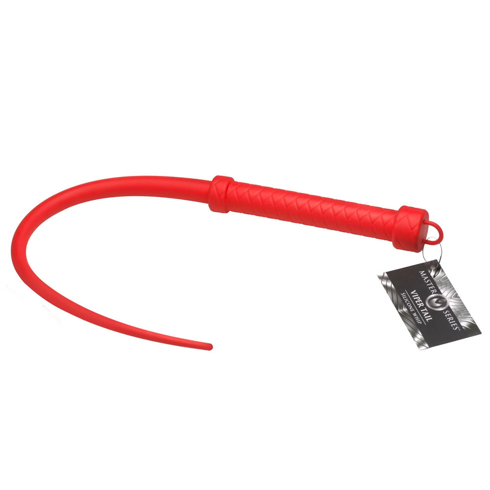 Master Series Viper Tail -  -  Silicone Whip with a flexible red tail and textured handle for adult play.
