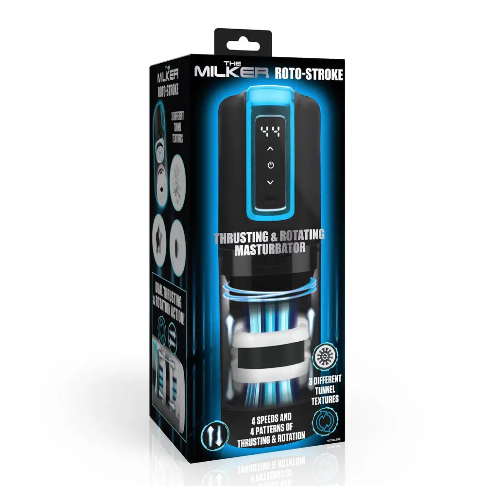 LoveBotz The Milker Roto-Stroke - USB Rechargeable Thrusting & Rotating Male Masturbator XR Brands Discreet Intimate Essentials.