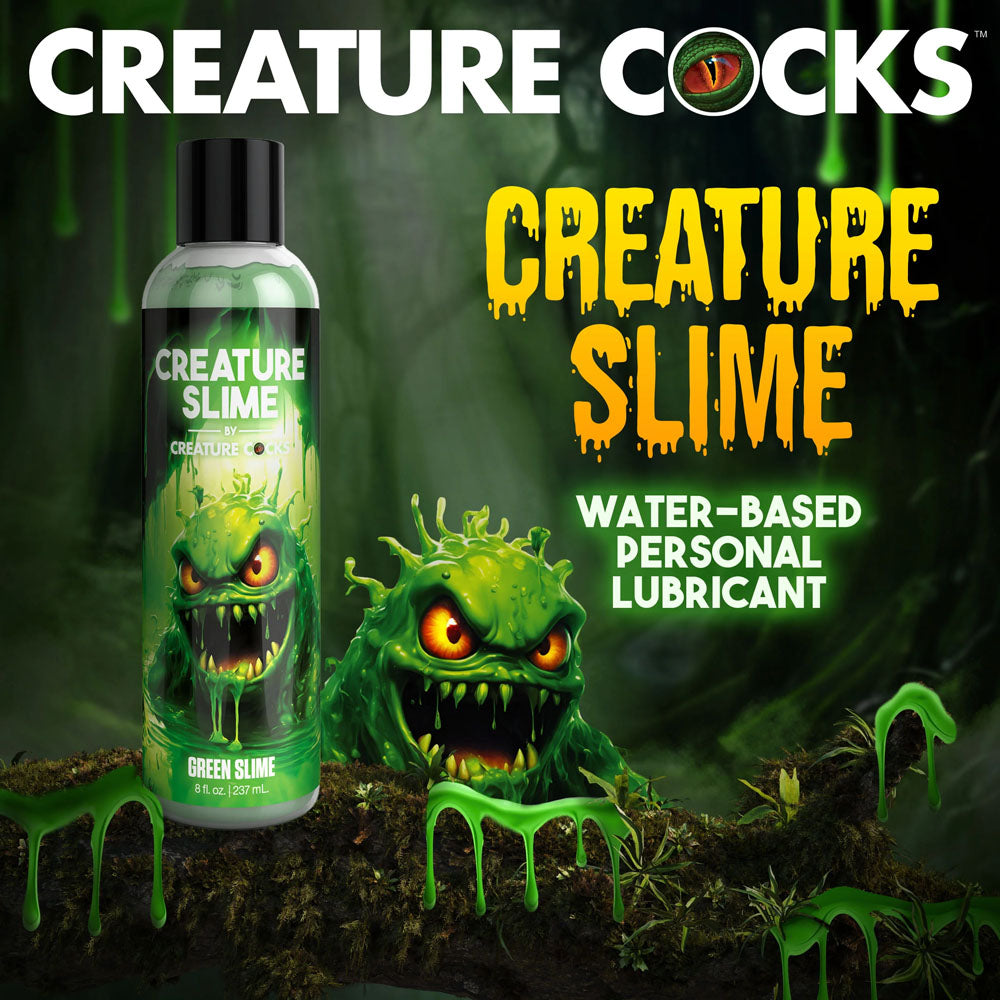 Creature Slime by Creature Cocks -  Slime -  Water Based Lubricant - 237 ml Bottle with green slime and monster graphic.