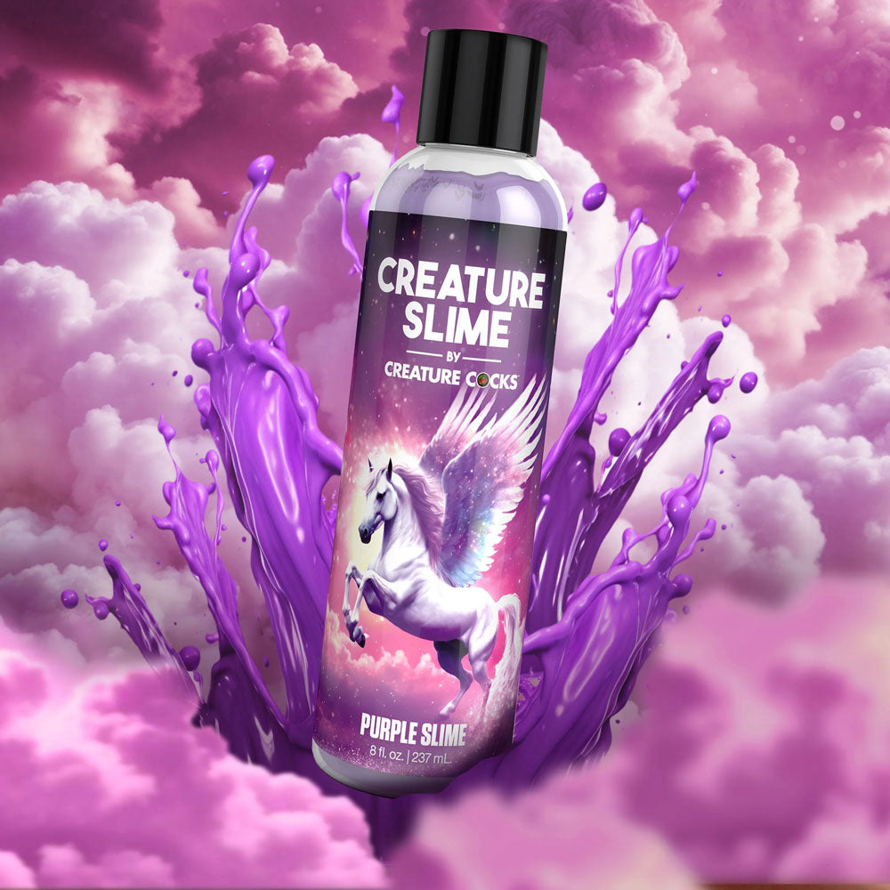 Creature Slime by Creature Cocks -  Slime -  Water Based Lubricant - 237 ml Bottle with purple unicorn design.