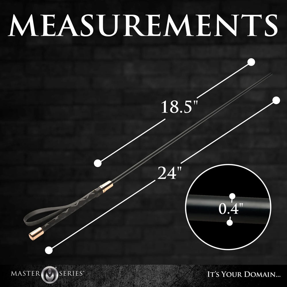 Master Series Sinful Impact Cane -  Plastic Cane Whip measurements diagram showing length of 24 inches and width of 0.4 inches.