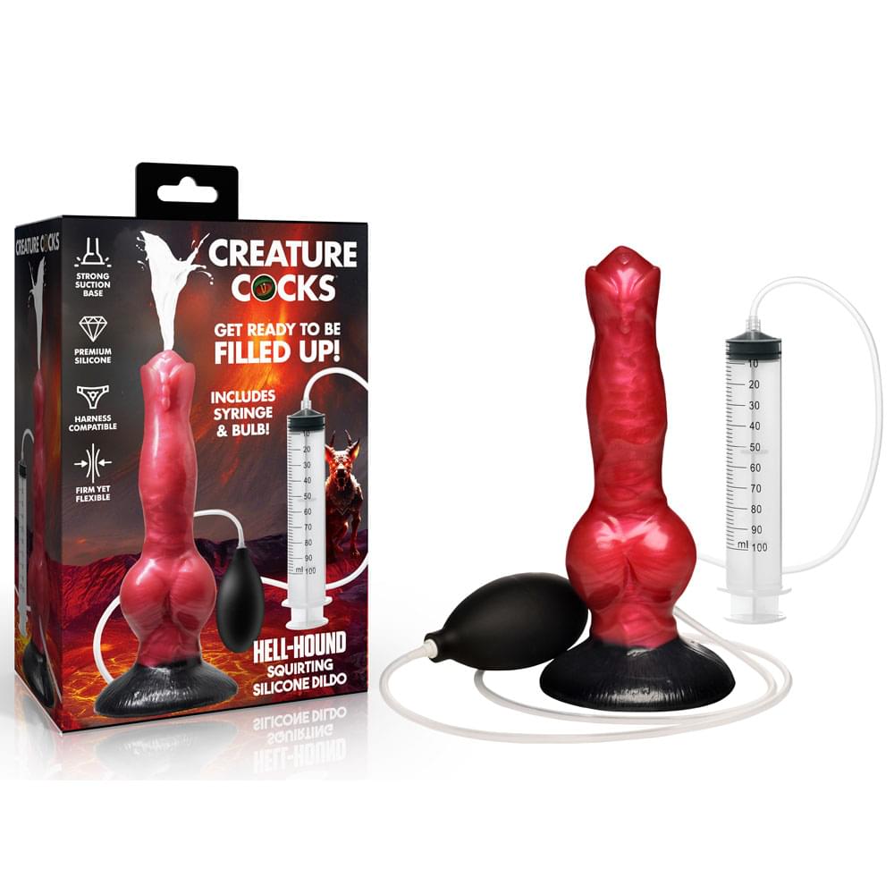 Creature Cocks Hell Hound Squirting Silicone Dildo - /Black 19.8 cm Squirting Canine Fantasy Dildo