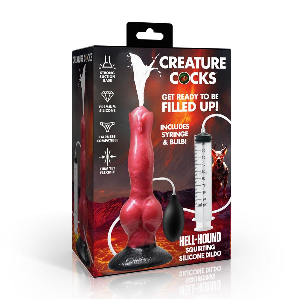Creature Cocks Hell Hound Squirting Silicone Dildo - /Black 19.8 cm Squirting Canine Fantasy Dildo
