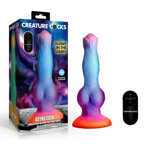 Creature Cocks Astro Cock - Glow In Dark 20.6 cm Vibrating Fantasy Dildo with Remote XR Brands Discreet Intimate Essentials.