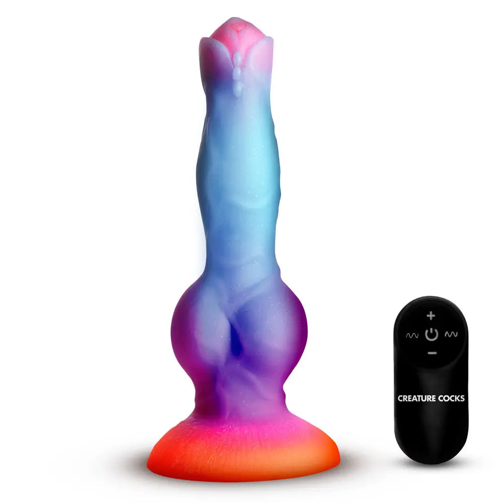 Creature Cocks Astro Cock - Glow In Dark 20.6 cm Vibrating Fantasy Dildo with Remote XR Brands Discreet Intimate Essentials.