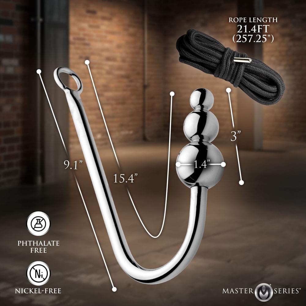 Master Series Roped - Beaded Anal Hook With Rope