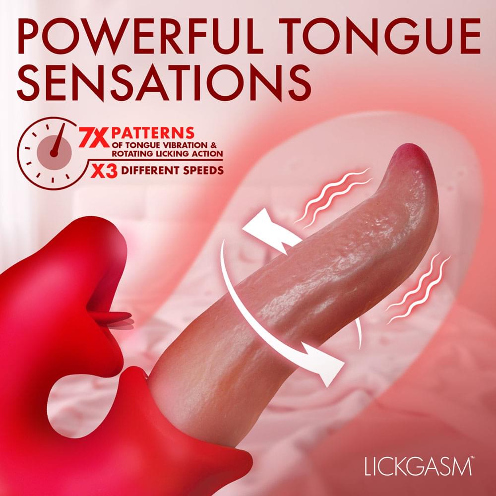 LickGasm Lusty Licker - /Flesh USB-C Rechargeable Kissing & Licking Tongue Vibrator