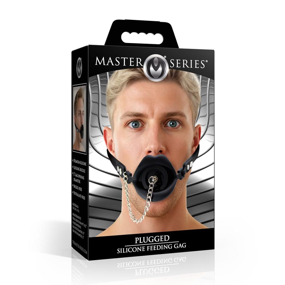 Master Series Plugged -  Lips Silicone Feeding Mouth Gag
