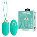 Party Up IAN Remote Egg - Teal - Teal USB Rechargeable Vibrating Egg with Wireless Remote with packaging.