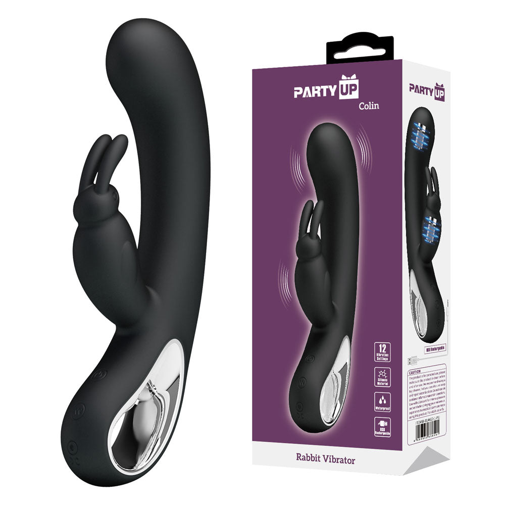 Party Up COLIN Rabbit Vibe -  -  21 cm USB Rechargeable Rabbit Vibrator with sleek design and dual motors.