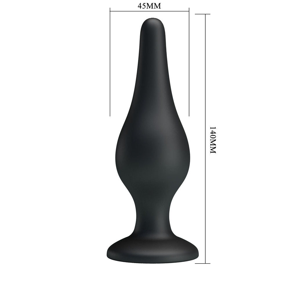 Party Up JEFFREY Butt Plug -  14 cm Butt Plug,  black silicone butt plug for anal pleasure, 45mm width and 140mm height.