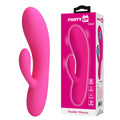 Party Up CLARE Flexible Vibe -  -  16.9 cm USB Rechargeable Rabbit Vibrator next to its packaging.