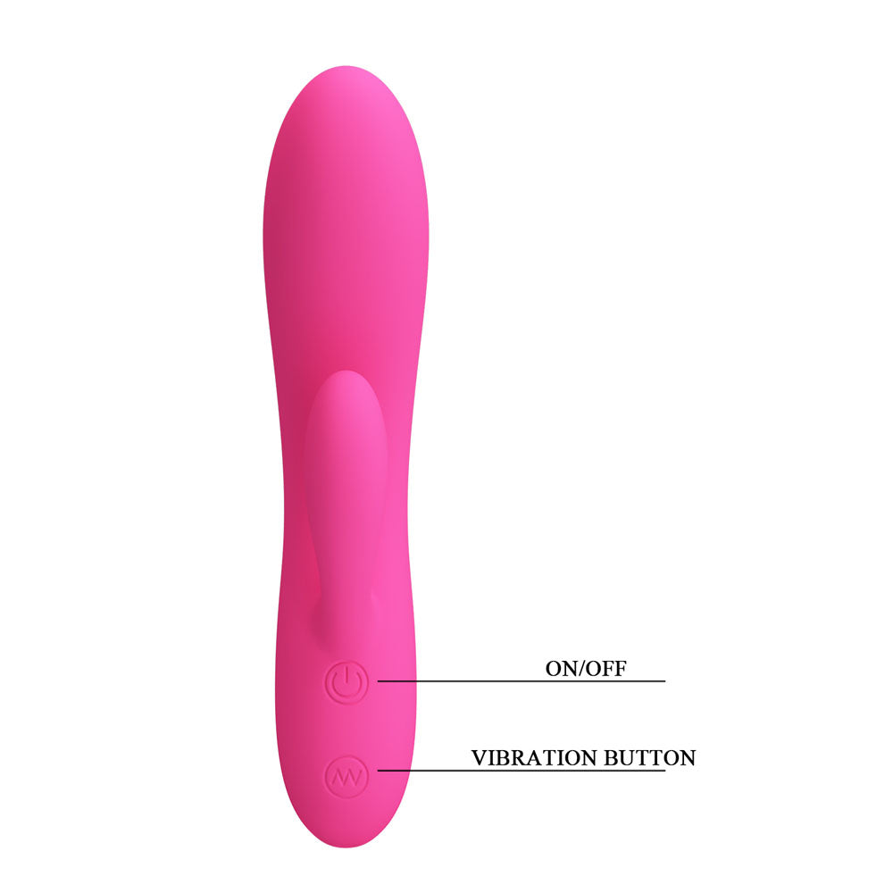 Party Up CLARE Flexible Vibe -  -  16.9 cm USB Rechargeable Rabbit Vibrator in vibrant pink color with buttons.