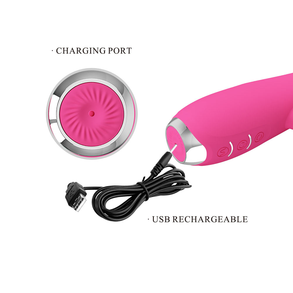 Party Up ERIC Rotating Beads Vibrator -  -  20.5 cm USB Rechargeable Rabbit Vibrator with Rotating Bead Shaft charging port and cable