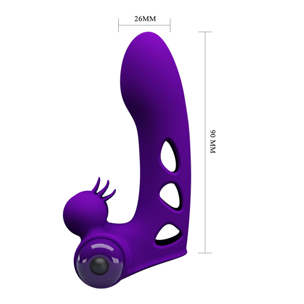 Party Up MIKE Finger Vibe -  -  Vibrating Finger Vibrator in purple, showcasing its sleek design and features.