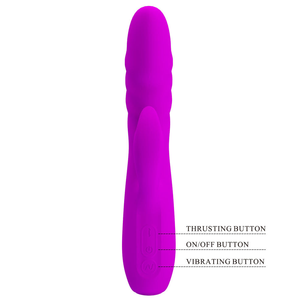 Party Up BOB Thrusting Vibe -  -  25 cm USB Rechargeable Thrusting Rabbit Vibrator with control buttons.