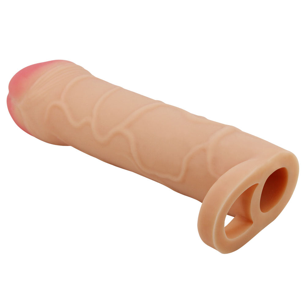 Party Up OWEN 1 Inch Extender Sleeve -  1 Inch Penis Extender Sleeve with Ball Strap, realistic cock sleeve for enhanced pleasure.