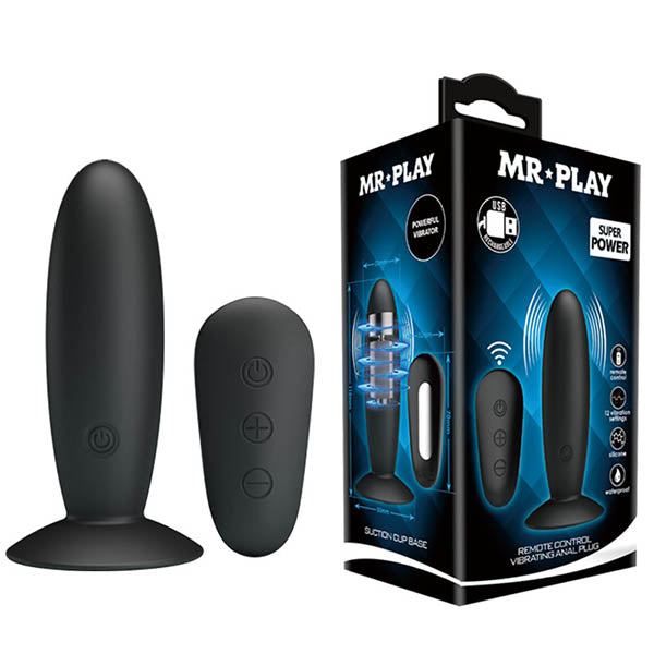 MR PLAY Remote Control Vibrating Anal Plug - USB Rechargeable Vibrating Butt Plug with Wireless Remote and remote control.