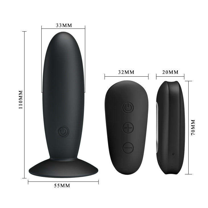 MR PLAY Remote Control Vibrating Anal Plug -  USB Rechargeable Vibrating Butt Plug with Wireless Remote dimensions and features