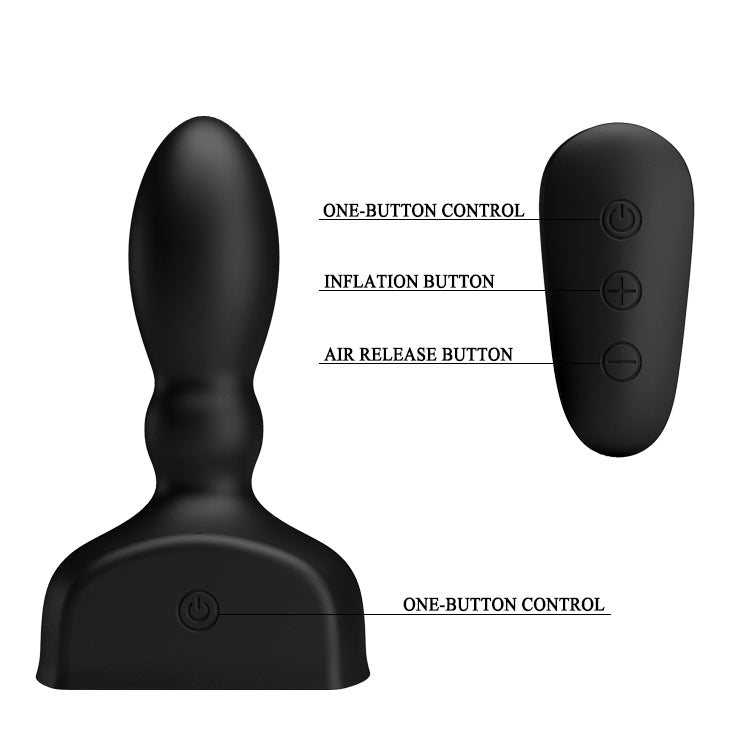 MR PLAY Inflatable Anal Plug -  USB Rechargeable Inflatable Anal Plug with Wireless Remote showing control buttons and design features.