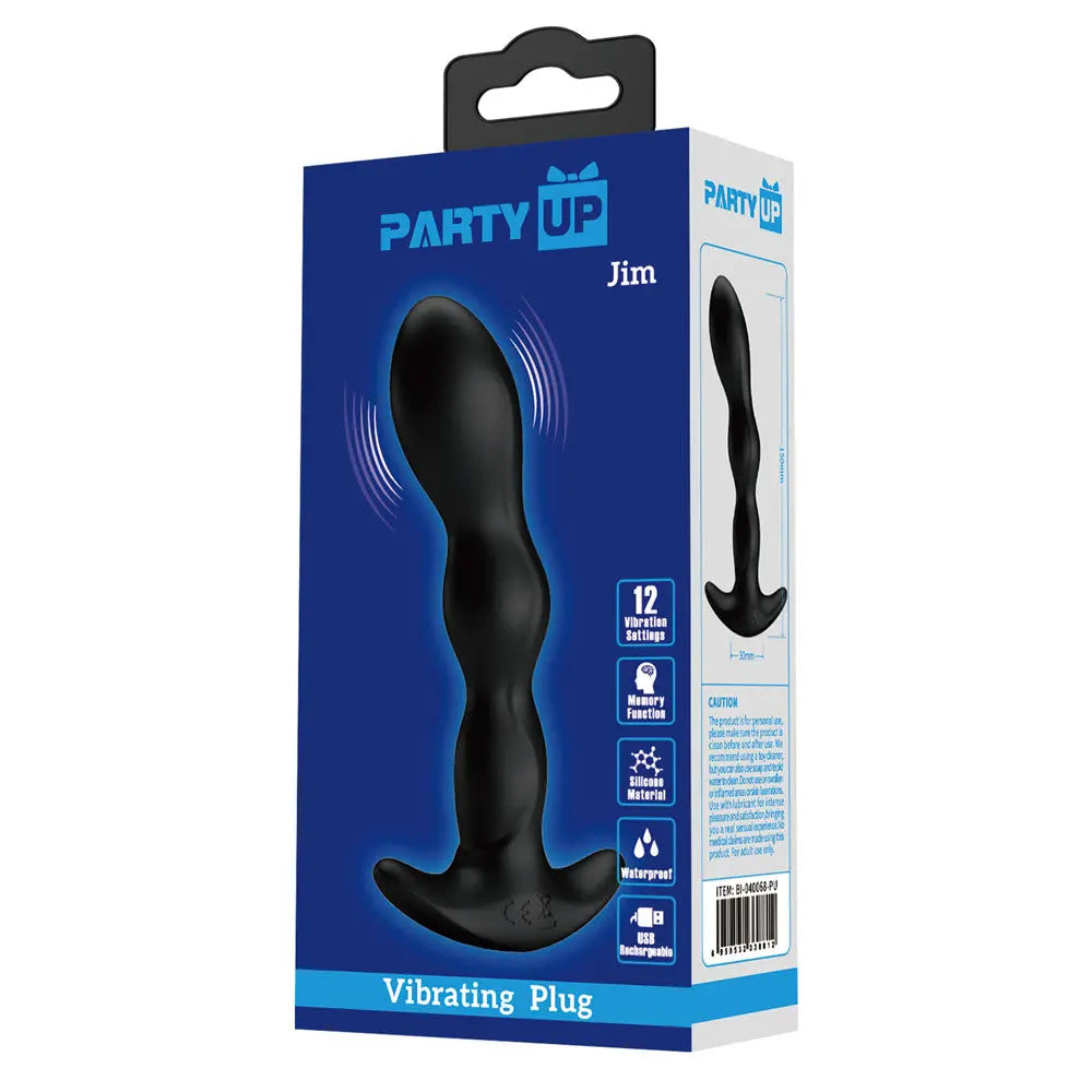 Party Up JIM Vibrating Plug -  14.5 cm USB Rechargeable Vibrating Butt Plug Party Up Discreet Intimate Essentials.