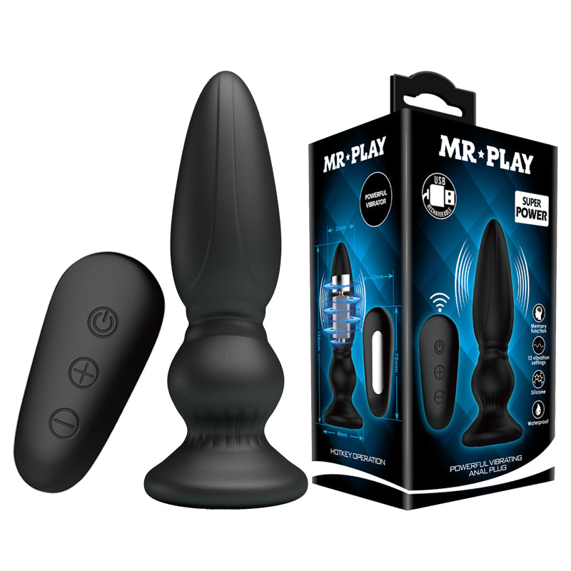 MR PLAY Powerful Vibrating Anal Plug - 12.5 cm USB Rechargeable Vibrating Anal Plug with Remote and controller.