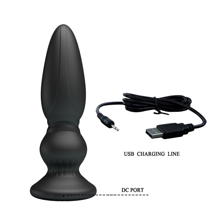 MR PLAY Powerful Vibrating Anal Plug - 12.5 cm USB Rechargeable Vibrating Anal Plug with Remote and USB charging line.