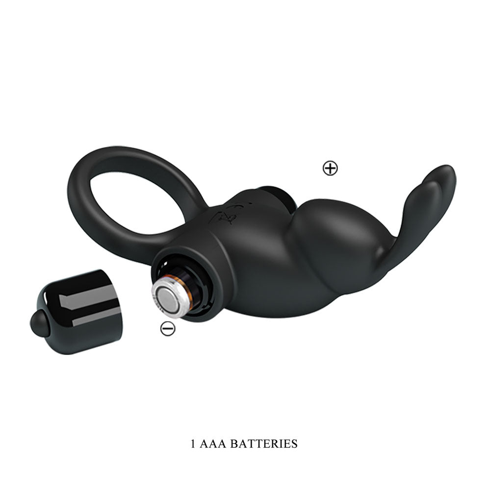 Party Up LARRY Vibrating Cock Ring - Vibrating Cock Ring with removable cap for 1 AAA battery.