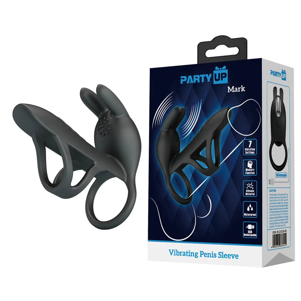 Party Up MARK Vibrating Penis Sleeve -  USB Rechargeable Vibrating Cock Sleeve Party Up Discreet Intimate Essentials.