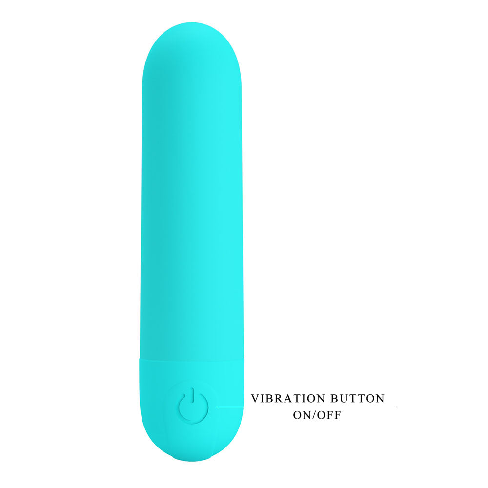 Party Up HARRY Mini Bullet - Teal - Teal 8 cm USB Rechargeable Bullet with on/off vibration button.