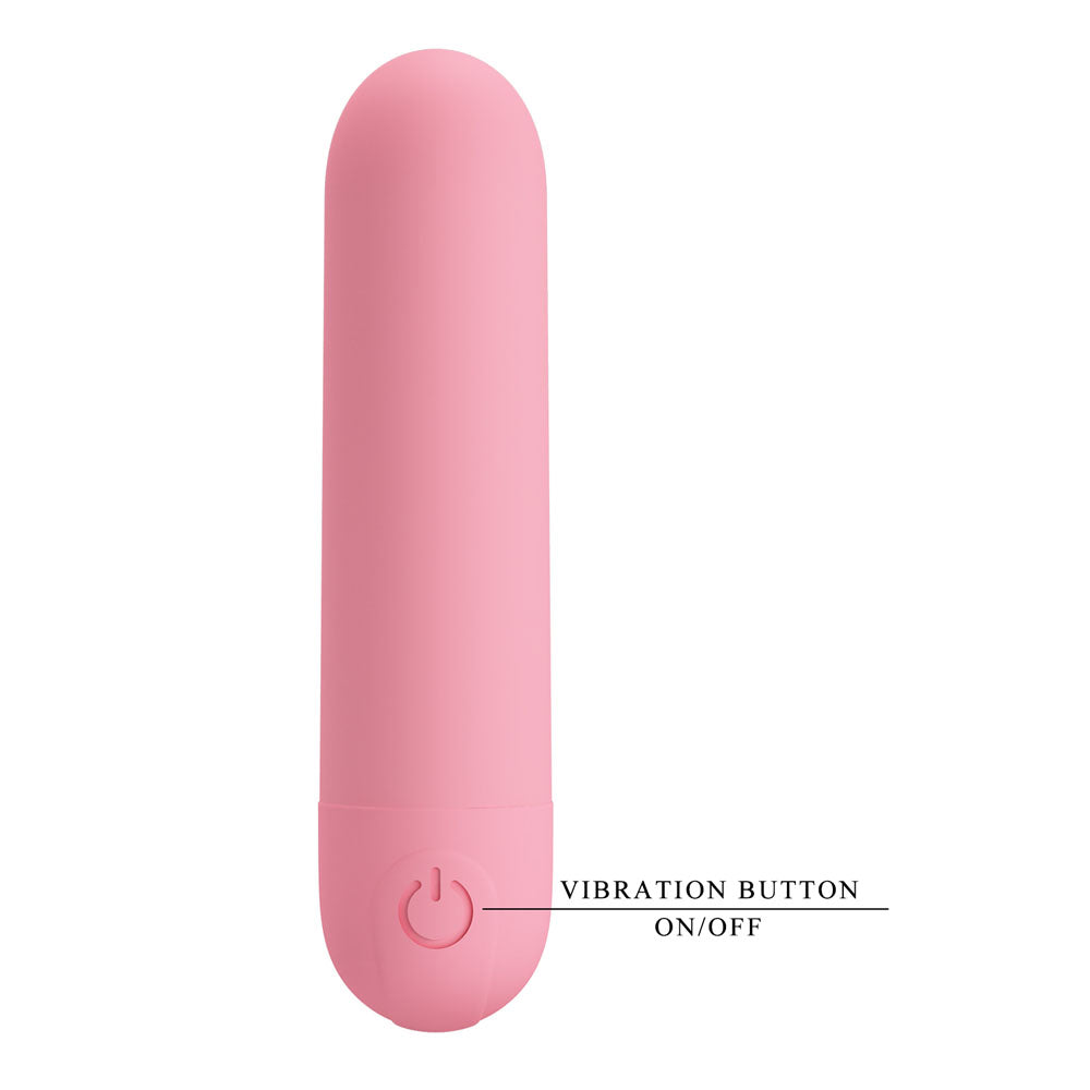 Party Up HENRY Mini Bullet -  -  8 cm USB Rechargeable Bullet with on/off vibration button in pink.