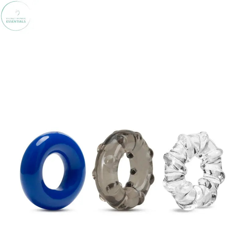 Affordable quality Stay Hard Triple Stretch -  Cock Rings - Set of 3  from Blush Novelties by Discreet Intimate Essentials with Discreet Delivery 